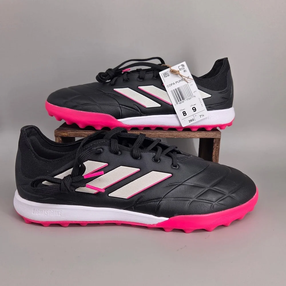 Adidas Copa Pure 1 TF Soccer Shoes Mens 8 Womens 9 Black Pink Turf Cleats NEW